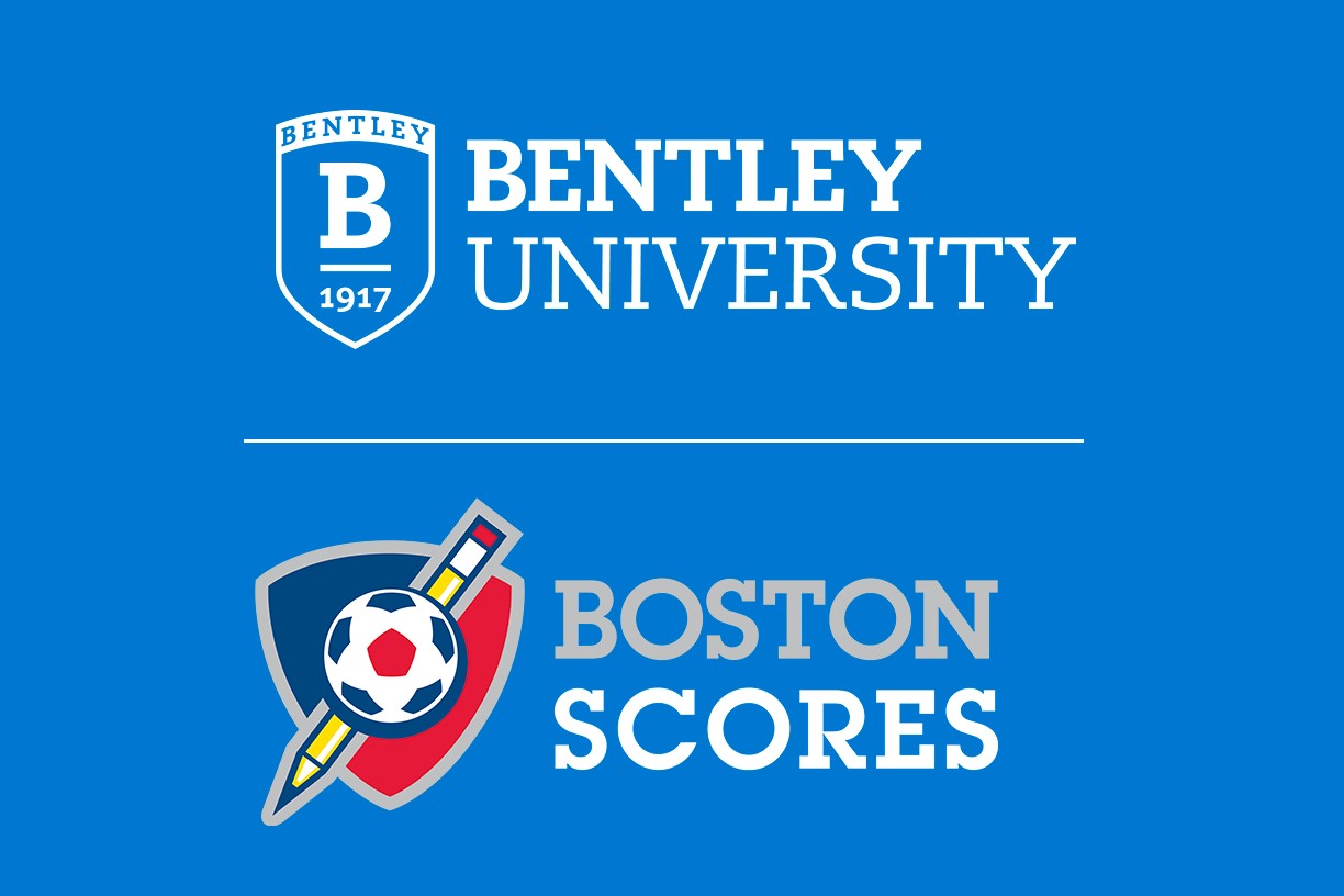 Bentley University and Boston Scores logos 