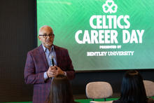 Bentley President Brent Chrite Speaks at Celtics Career Day