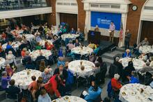 Aerial view of Thanksgiving luncheon