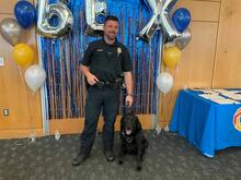 Police officer with emotional support dog