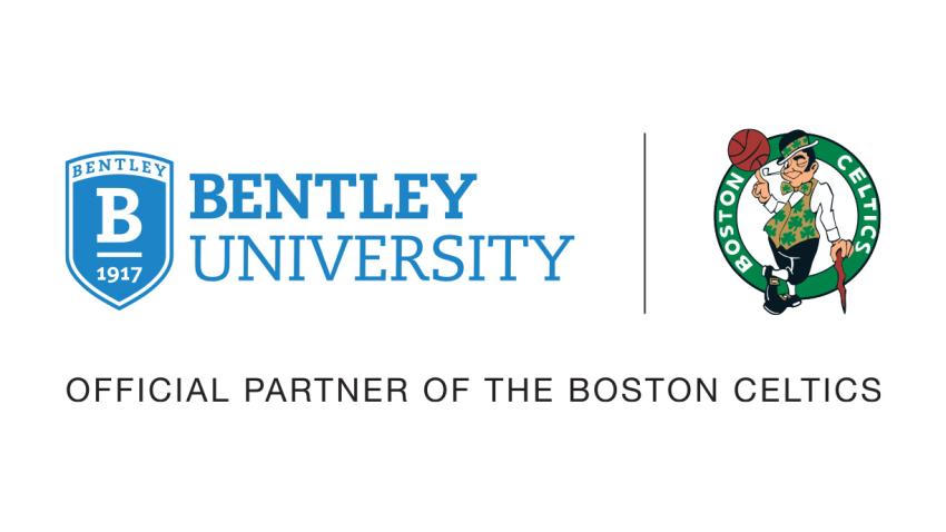 Bentley University and Boston Celtics logos