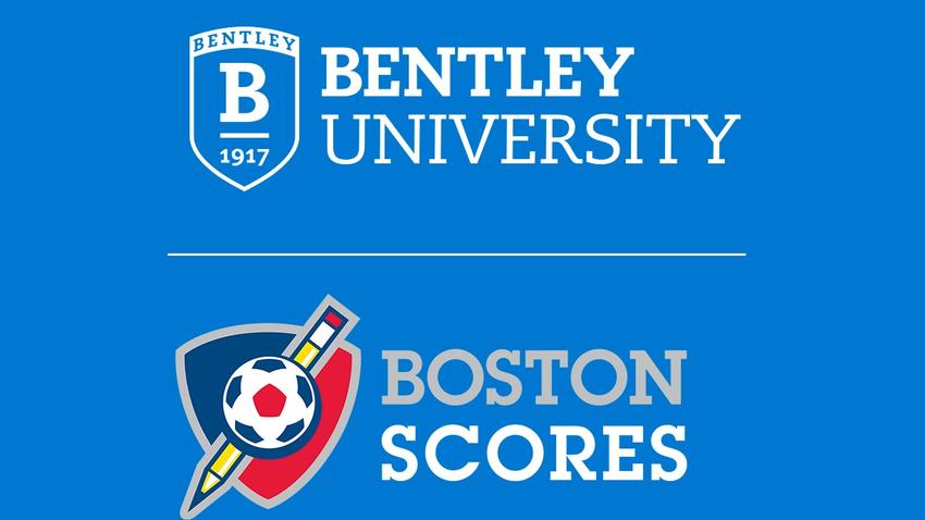 Bentley University and Boston Scores logos 