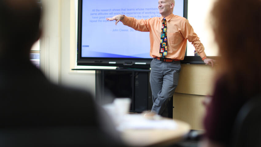 Professor teaching an executive education class