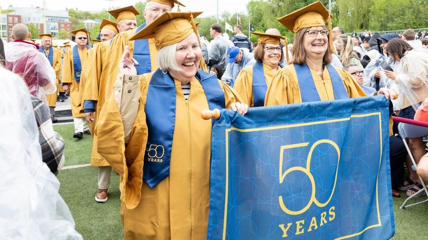 The Class of 1974 marches in the Commencement procession