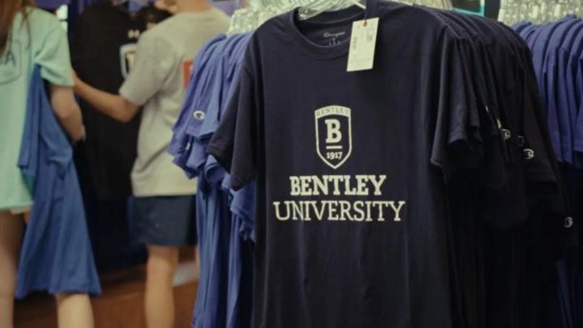 bentley t-shirt on hanger in bookstore 