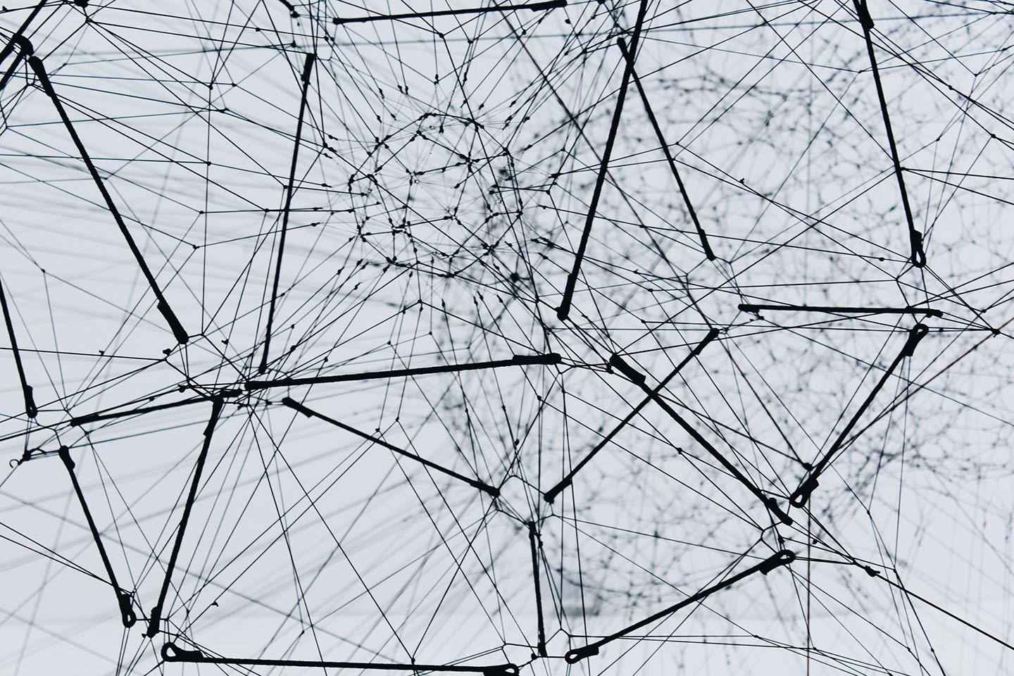 Black and white network of string
