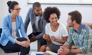 Group of diverse students talking and laughing