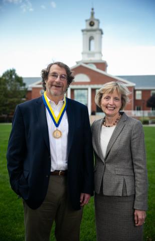 Professor Fred Ledley with President Alison Davis-Blake